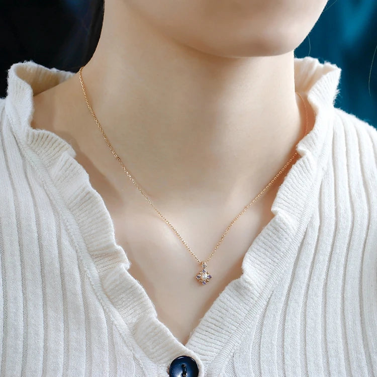 Emotional Factory 925 Sterling Silver 14K Gold Plated Gemstones Flower Rainbow Pearl Tanzanite Stone Necklace