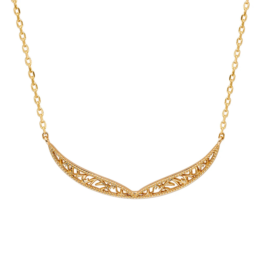 925 Sterling Silver 14K Gold Plated Vintage Hollow Bead Wing Necklace With Matching Pendant Available