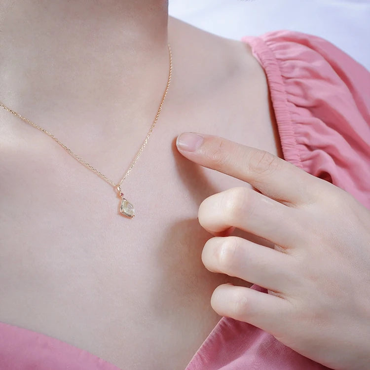 925 Sterling Silver 14K Gold Plated Gemstone Paw Gem Stone Red Corundum Shaped Blonde Crystal Necklace