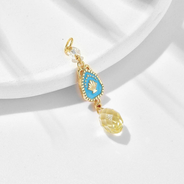 925 Sterling Silver 14K Gold Plated Gemstone Series Epoxy Natural Citrine Pendant Necklace With Diy Necklace