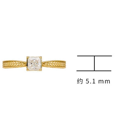 Emotional Factory 925 Sterling Silver 14K Gold Plated Gem Stone Gemstone Retro Style Geometric Square Moissanite Zircon Ring