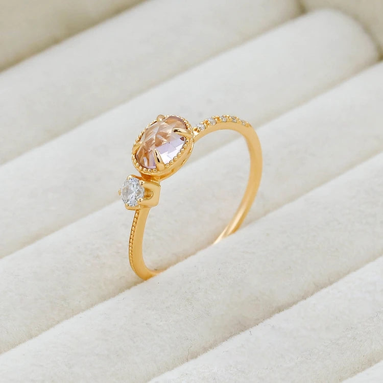 Emotional Factory 925 Sterling Silver 14K Gold Plated Gemstone Irregular Design Cz Zircon Amethyst Ring