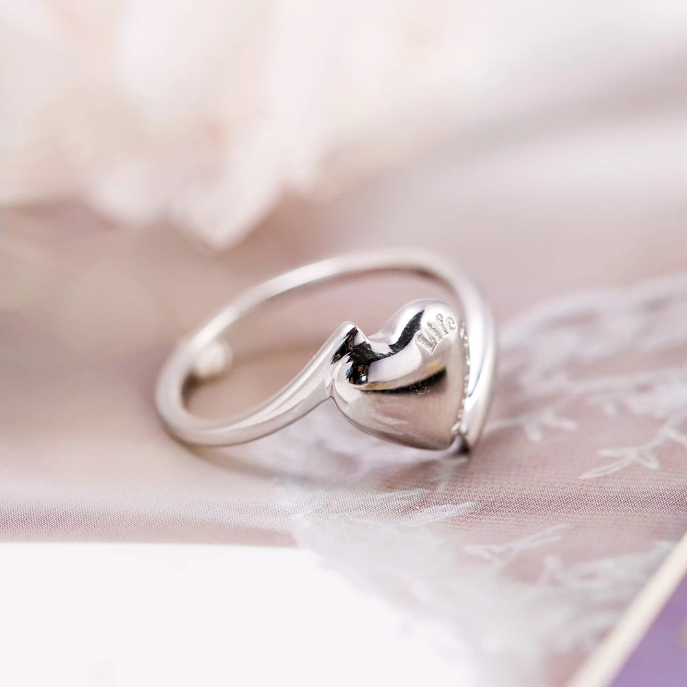 Emotional Factory 925 Sterling Silver 14K Gold Plated Proposal Wedding Glossy Love Heart Ring