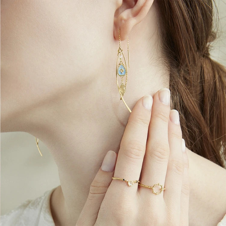 925 Sterling Silver 14K Gold Plated Gemstone Series Epoxy Natural Citrine Pendant Necklace With Diy Necklace