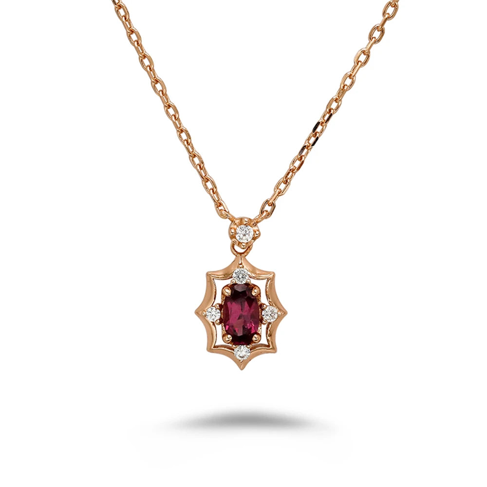 925 Sterling Silver 14K Gold Plated Gemstone Geometrical Sky Blue Topaz Garnet Necklace