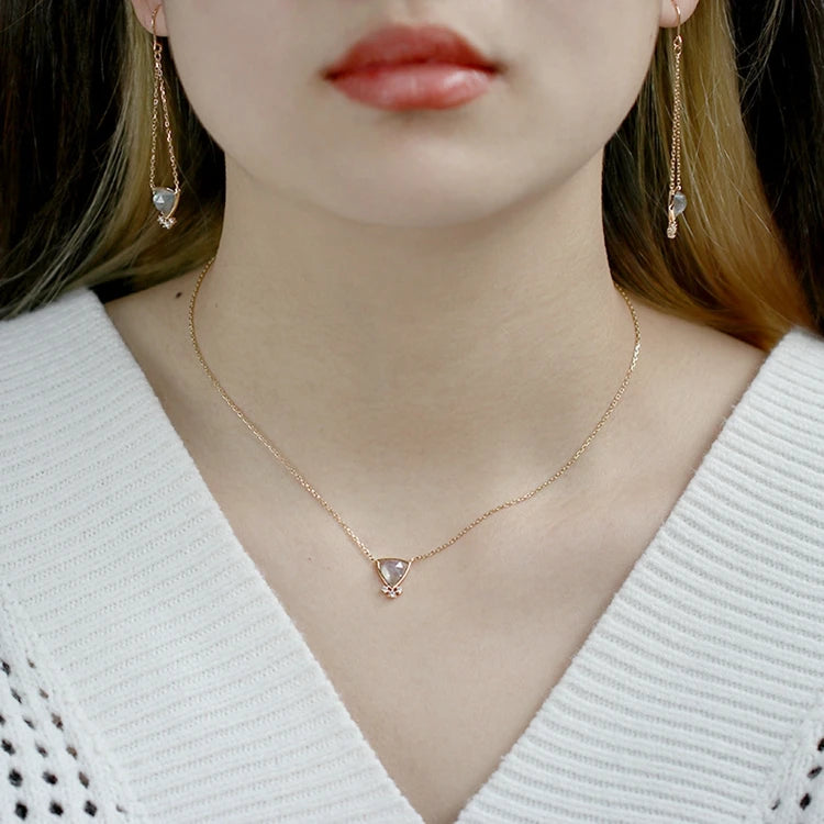 Emotional Factory 925 Sterling Silver 14K Gold Plated Gemstone Labradorite Bezel Bouquet Pendant Necklace