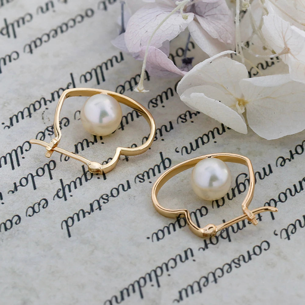 Emotional Factory 925 Sterling Silver 14K Gold Plated Gem Stone Gemstone High Class Sweetness Heart Shaped Pearl  Earrings