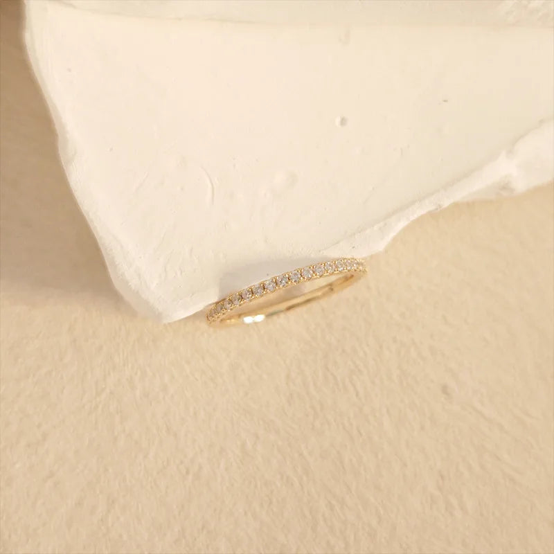 Emotional Factory 925 Sterling Silver 14K Gold Plated Gemstone Sample Stacking Full Star Row Zircon Ring