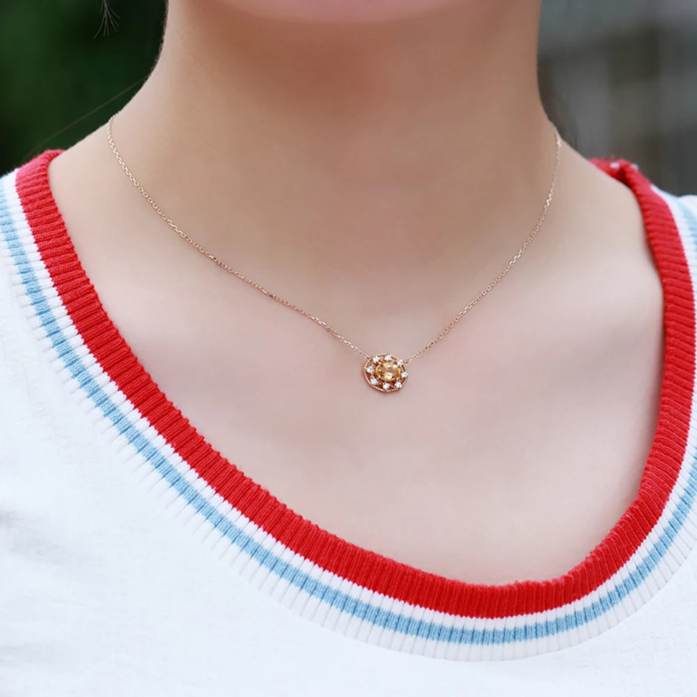 Emotional Factory 925 Sterling Silver 14K Gold Plated Gemstone Series Zircon Natural Citrine Sky Blue Topaz Hollow Necklace