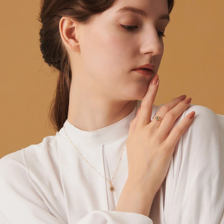 Emotional Anel Personalizado Factory 925 Sterling Silver 14K Gold Plated Gemstones Labradorite Tenebrae Geometric Square Ring