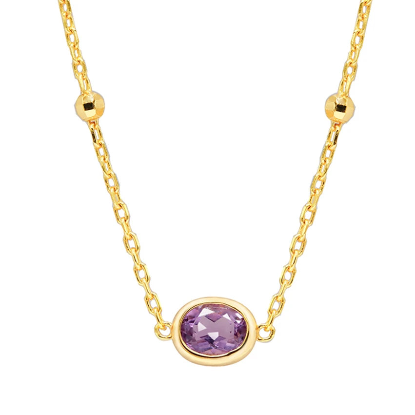 Egg-Shaped Amethyst Pink Tourmaline Necklace
