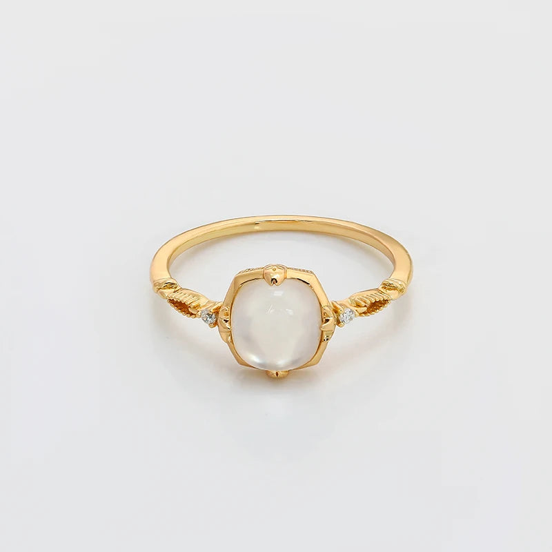 Elegant Geometric square Shell Ring S925 Sterling Silver Gold-plated Jewelry Set Gift