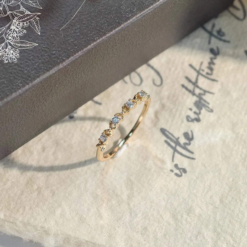 Emotional Factory 925 Sterling Silver 14K Gold Plated Gemstone Cz Zircon Hollow Lace and Zirconia Ring for Women