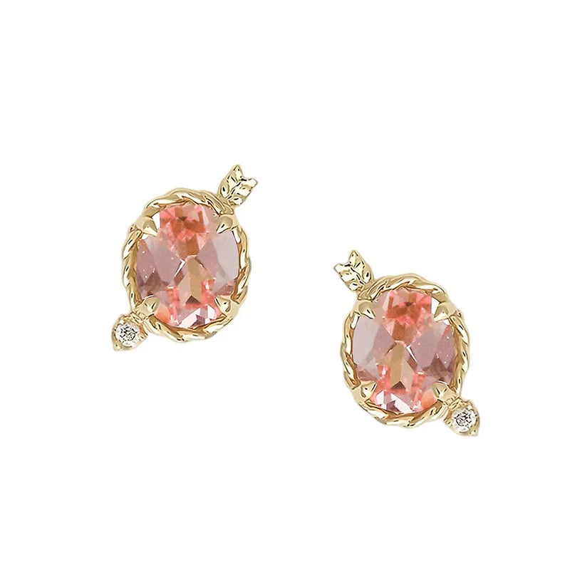 Emotional Factory 925 Sterling Silver 14K Gold Plated Love Eros' Arrow Pink Cultured Gemstone Earrings