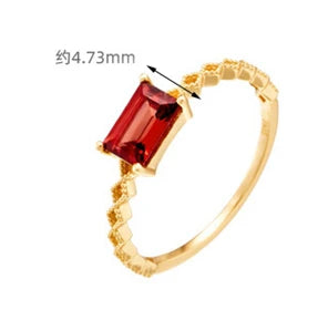 Emotional Factory 925 Sterling Silver 14K Gold Plated Gemstone Bezel Car Flower Natural Red Garnet  Ring