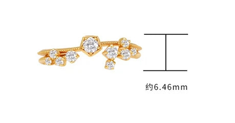 925 Sterling Silver 14K Gold Plated Zircon Combination Double Stack Star Ring