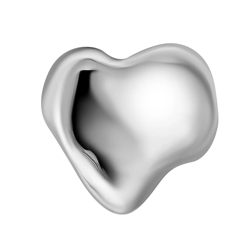 Metal Mirror Heart-shaped Ring Personalized Exaggerated Female Ring White Gold 925 Silver Women's Engagement Rings for Women