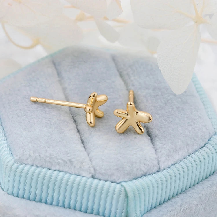 Emotional Factory 925 Sterling Silver 14K Gold Plated Simplicity Starfish Mini Flowers Earrings