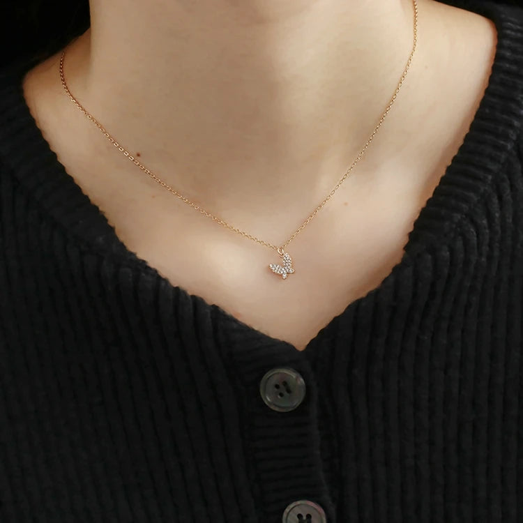 Emotional Factory 925 Sterling Silver 14K Gold Plated Gemstone Minimalist Mini Zircon Butterfly Necklace