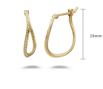 Emotional Factory 925 Sterling Silver 14K Gold Plated Gemstone Fine Jewelry Ring S-Curve Curve Wave Hoop Earrings