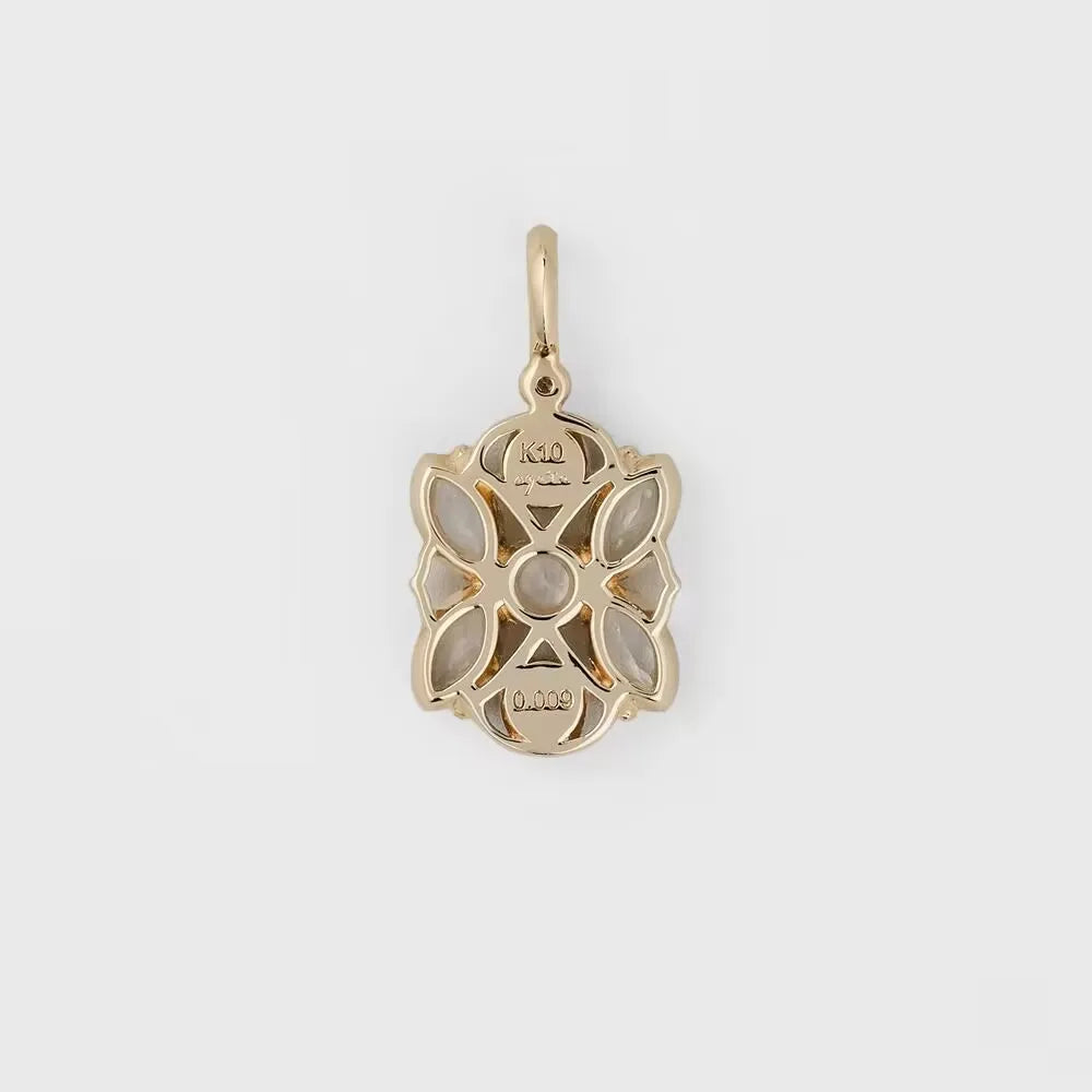 Niche Retro Hollow Design Opal+TurquoiseS925Silver Gold-plated Pendant