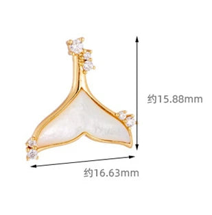 Emotional Factory 925 Sterling Silver 14K Gold Plated Mermaid Tail White Shell Zircon Pendant