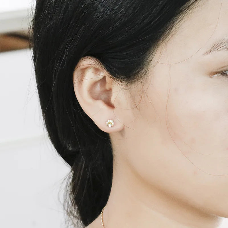 Emotional Factory 925 Sterling Silver 14K Gold Plated Gemstone Minimalist Niche Designs Round Moon Star Earrings for Women