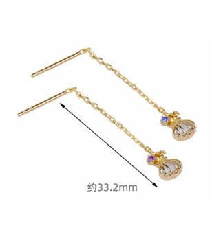 Emotional Factory 925 Sterling Silver 14K Gold Plated Gemstone Topaz Blue Spinel Small Shell Wire Earrings