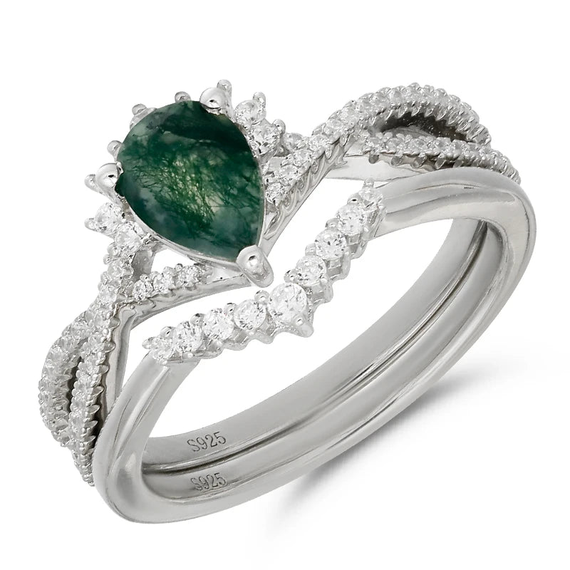 Emotional 925 Sterling Silver Gold Gemstone Fashion Jewelry Aquamarine Pearl Citrine Emerald Sapphire Moss Agate Rings