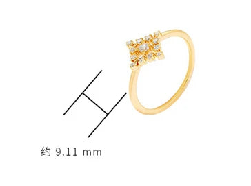 Emotional Factory 925 Sterling Silver 14K Gold Plated Gemstone Zircon Hollow Artistic Retro Diamond Shaped Ring