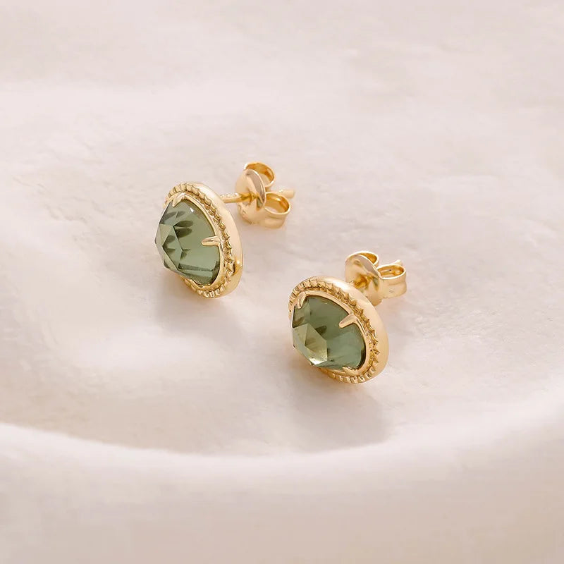 Light Luxury Jewelry 2023 New Sapphire Green Amethyst 925 Silver K Gold Plated Earrings Women's High-end Ear Jewelry Custom