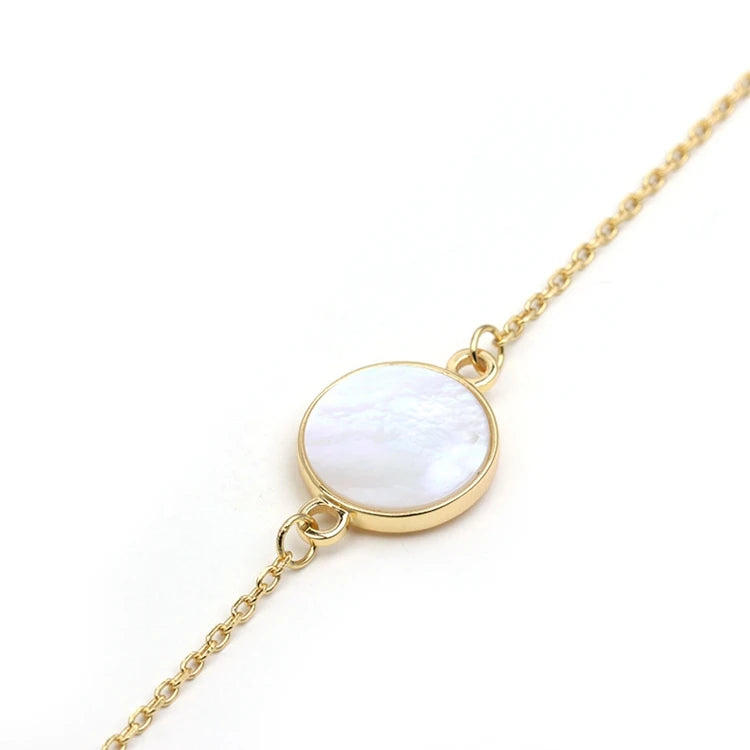 Emotional Pulseras Tendencia Luxus Schmuck Factory 925 Sterling Silver 14K Gold Plated Cz  White Shell Hollow Bracelet