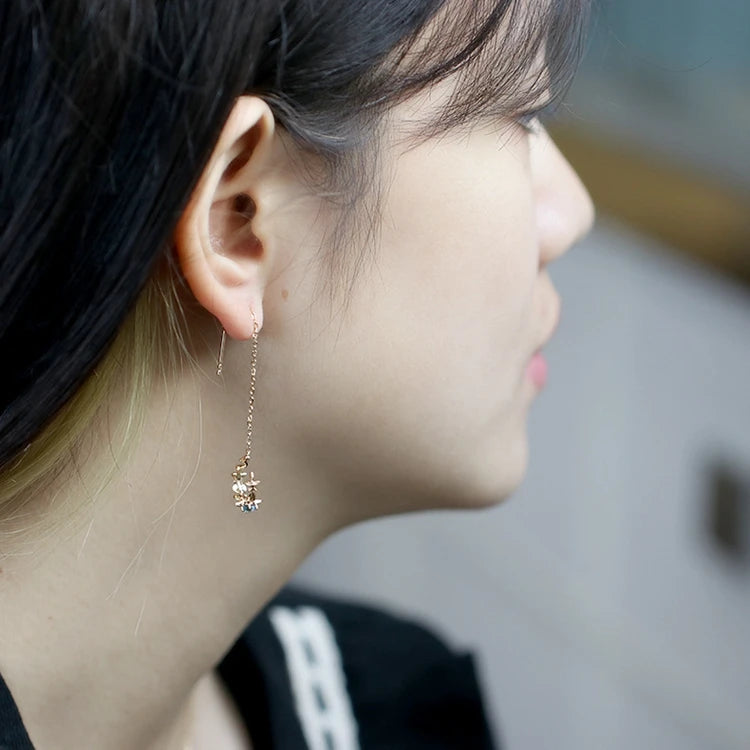 Emotional Factory 925 Sterling Silver 14K Gold Plated Citrine Moon Wreath Gemstone Garland Earrings