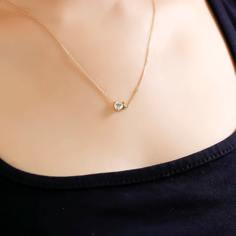 Emotional Factory 925 Sterling Silver 14K Gold Plated Geometric Triangular Star Zircon Topaz Citrine Simulate Emerald Necklace