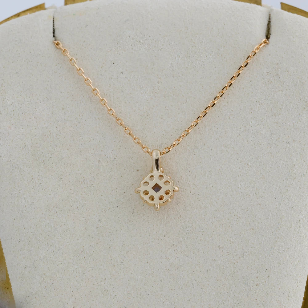 925 Sterling Silver 14K Gold Plated Gemstone Retro Hollow Flower Geometric Square Stone Tanzanite Necklace