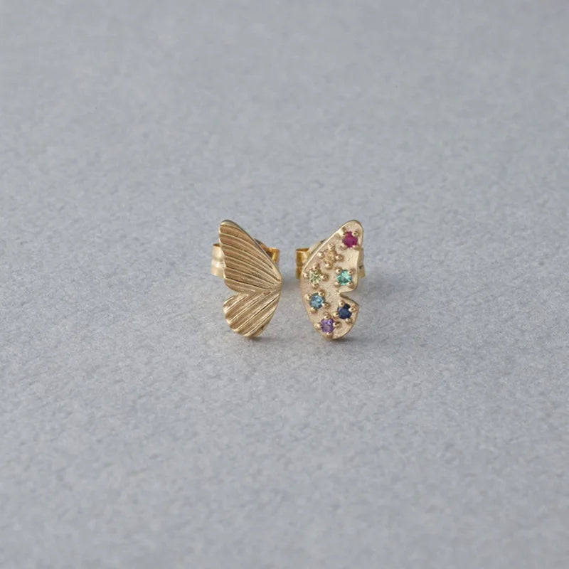 Emotional Factory 925 Sterling Silver 14K Gold Plated Gemstone Cz Rainbow Colorful Zircon Butterfly Necklace