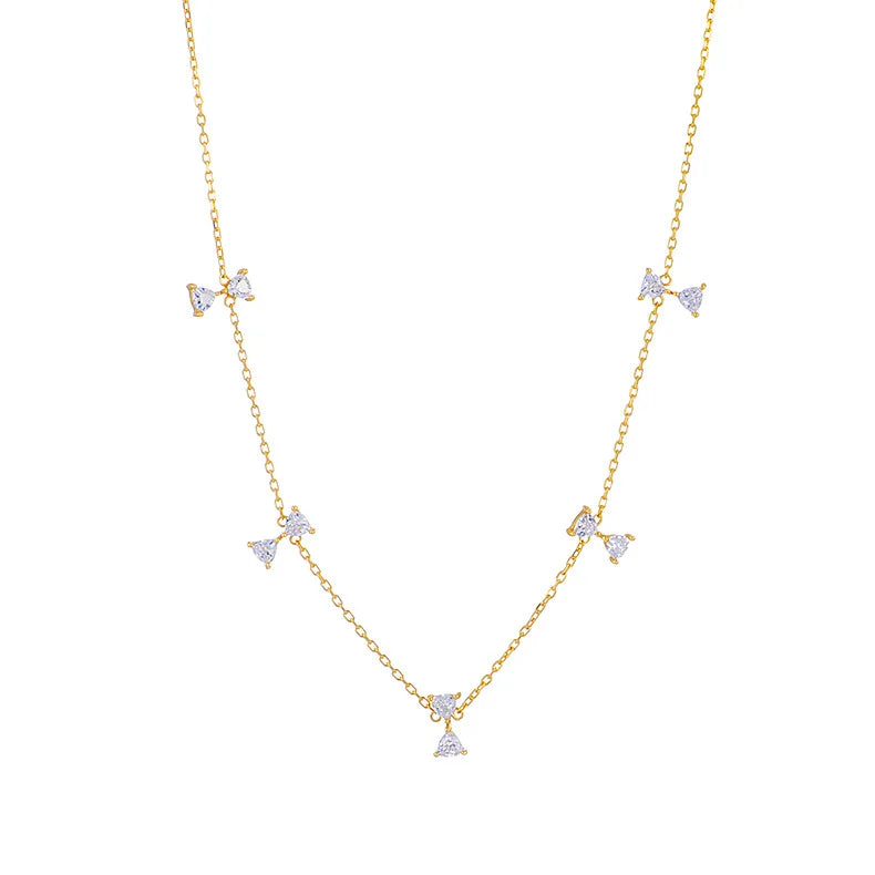 925 Sterling Silver Gold Plated Gemstone Kite Premium Lightweight Long Bow Tie Necklace