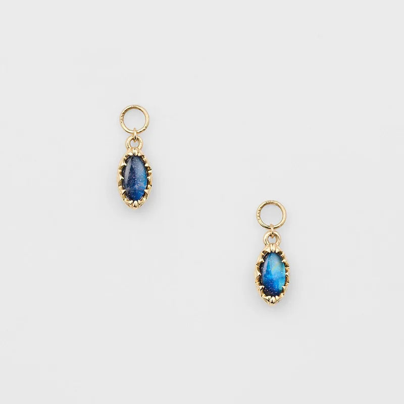 Emotional Factory 925 Sterling Silver 14K Gold Plated Gemstone Elegant Starry Sky Eyes Natural Blue Labradorite Earrings