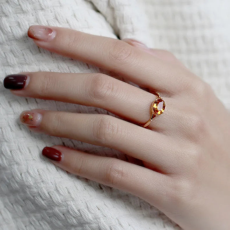 925 Sterling Silver 14K Gold Plated Gemstone Amethyst Topaz Princess Natural Octagonal Cut Tea Crystal Square Citrine Ring