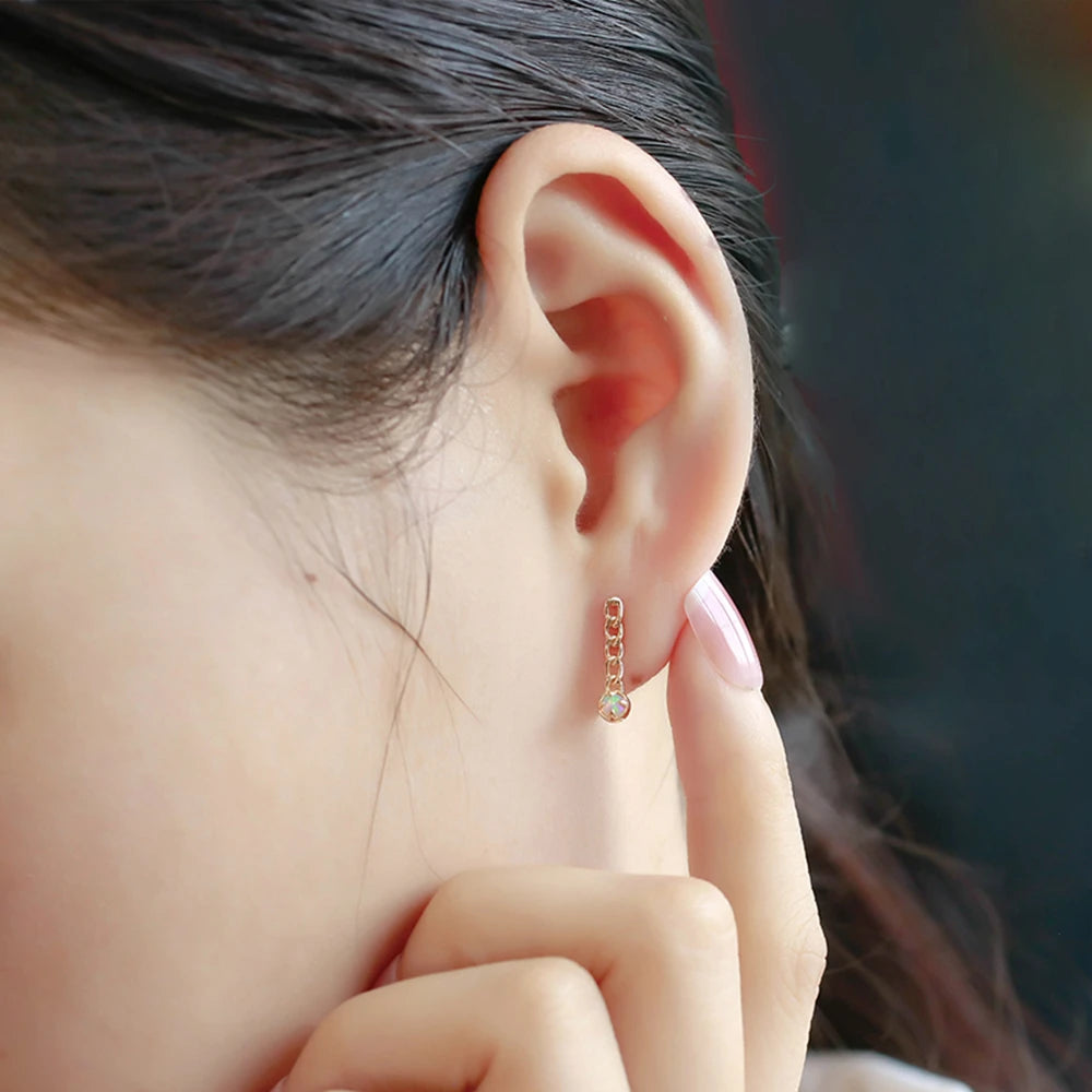 Vintage Artificial Opal Simple Bead Chain Shaped Earrings