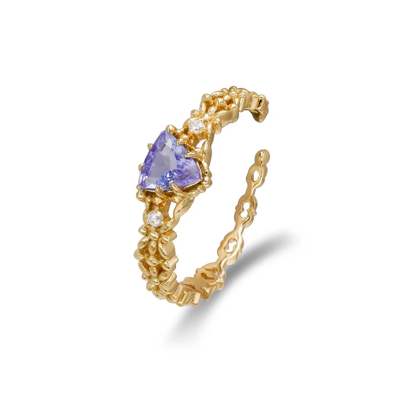 14K Gold Plated S925 Sterling Silver Tanzanite Ear Buckle Earrings  Natural Gemstone, Fine Jewelry for Women