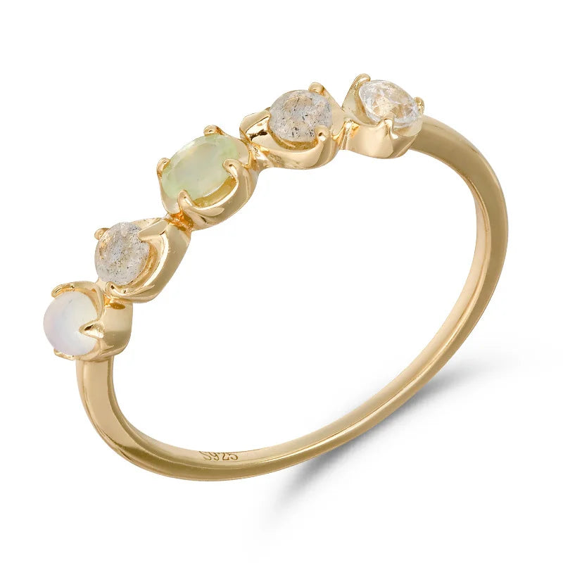 Hot Bague Emotional 925 Sterling Silver Gold Jewelry Gemstone Fashion Rings Beads Topaz Garnet Turquoise Spinel Amber Ring