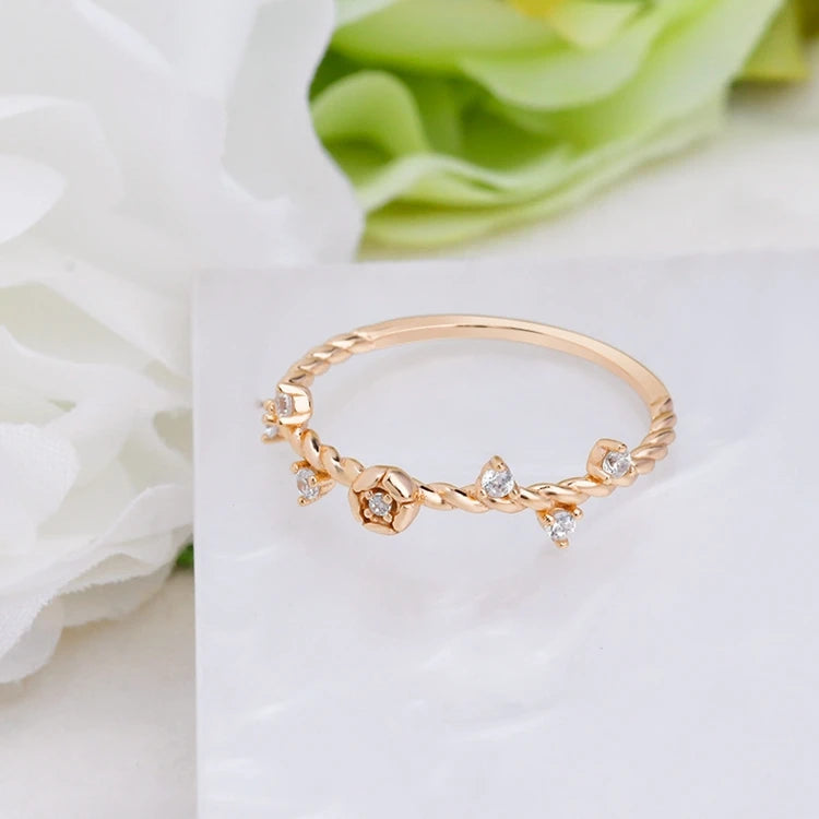 925 Sterling Silver 14K Gold Plated Fine Flower Rose Shape Ring Stacking Rings