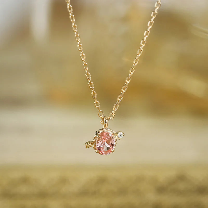 Emotional Factory 925 Sterling Silver 14K Gold Plated Gemstone Lace Hollow Geometric Citrine Peridot Necklace