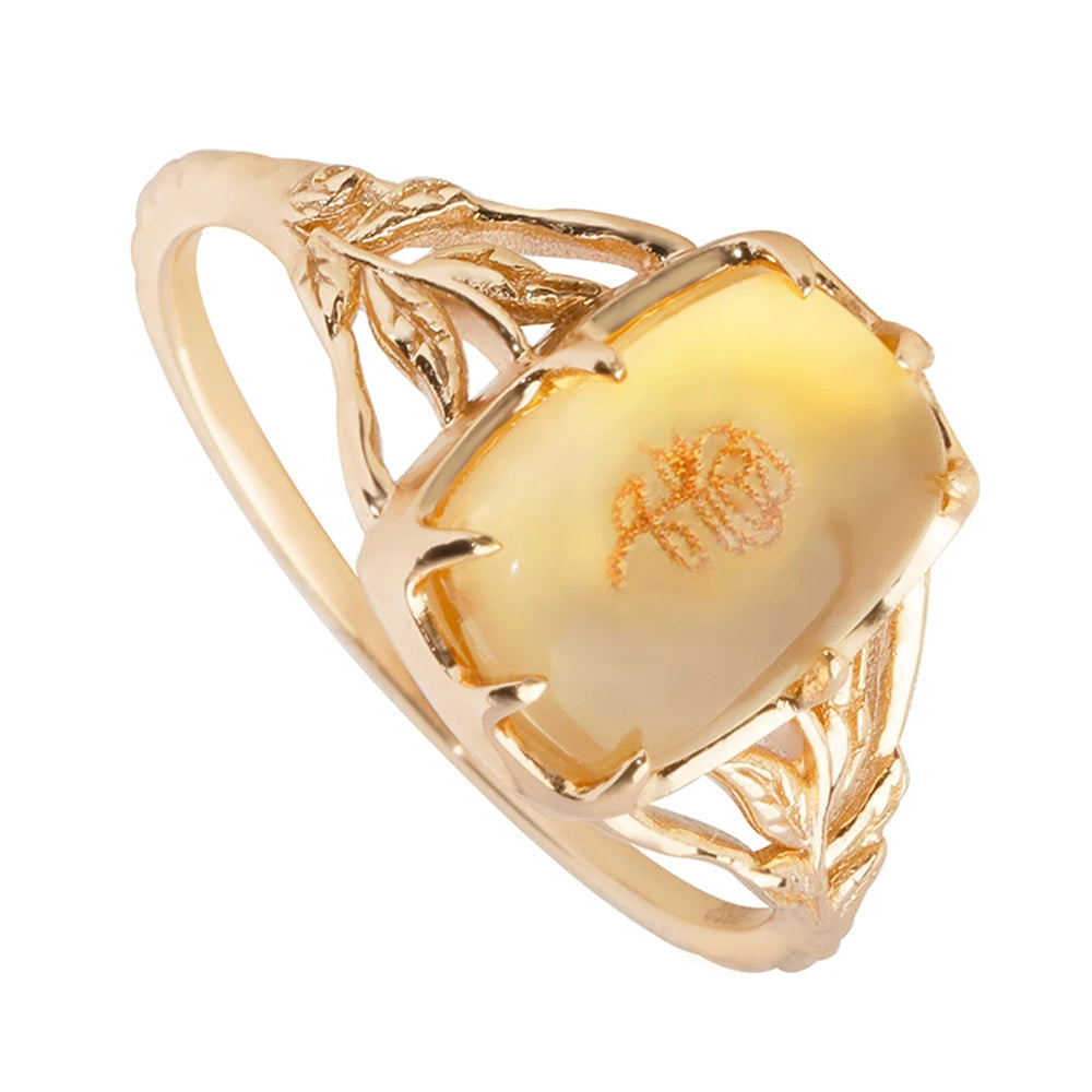 Gemstones Gem Citrine White Shell Romeo Dry Rose Ring