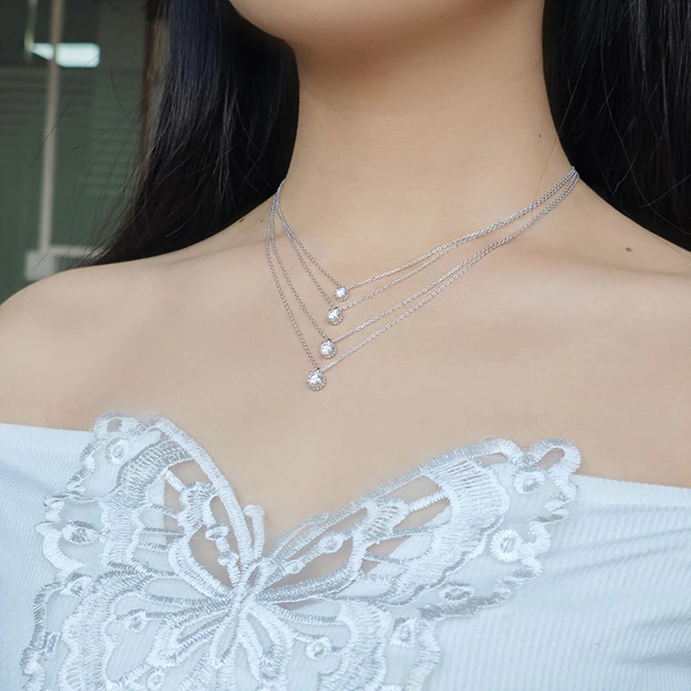 Emotional Factory 925 Sterling Silver 14K Gold Plated Gemstone Single Solitaire Four-Clawed Set Stone Moissanite  Necklace