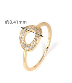 Emotional Factory 925 Sterling Silver 14K Gold Plated Gemstone Hollow Wisp 0 O Shaped Ring