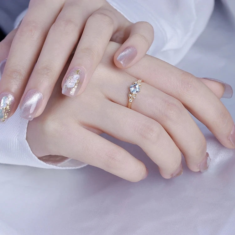 Anillos De Piedras Preciosas 925 Sterling Silver 14K Gold Plated Gemstone Zircon Gem Stones Natural Square Sky Blue Topaz Ring