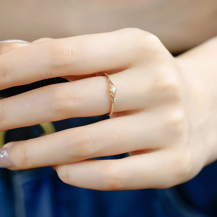 Emotional Factory 925 Sterling Silver 14K Gold Plated Gemstones Retro Vintage Zircon Ring