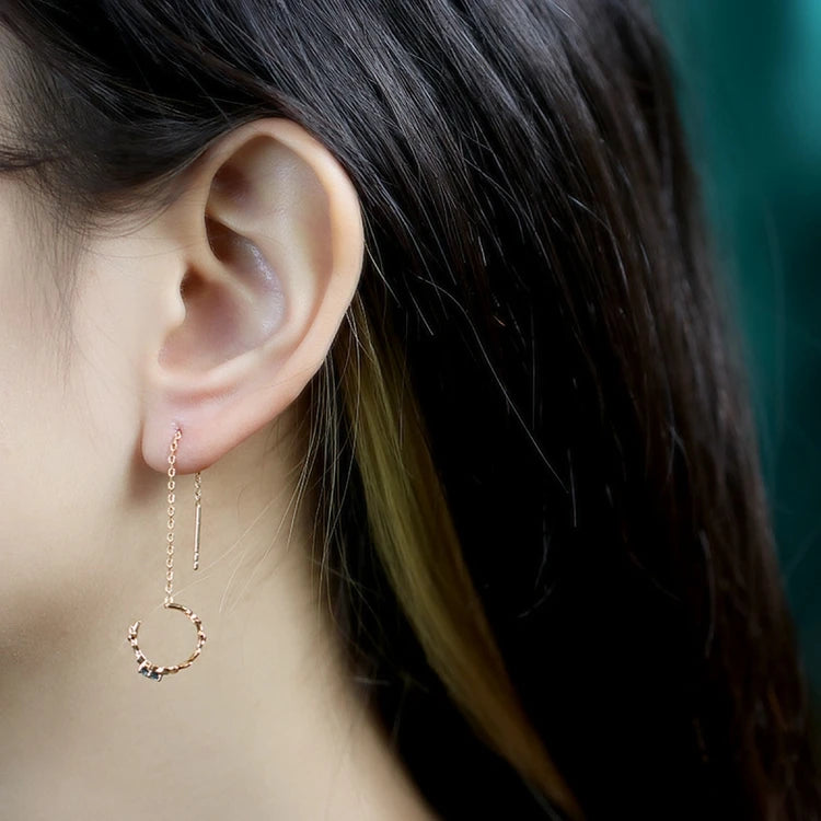 Emotional Factory 925 Sterling Silver 14K Gold Plated Citrine Moon Wreath Gemstone Garland Earrings